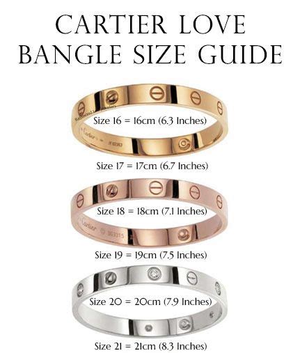 cartier wrist|cartier love bangle size chart.